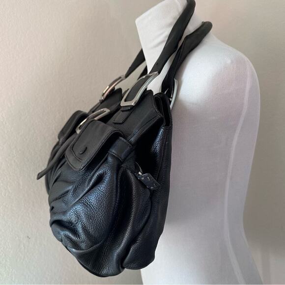 Cole Haan Black Leather Shoulder HOBO Purse Fine Pebbled Leather - Picture 12 of 15